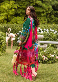 Forest Green Luxe Lawn 3PC | Bold Minimalist Embroidery with Silk Dupatta & Organza Borders