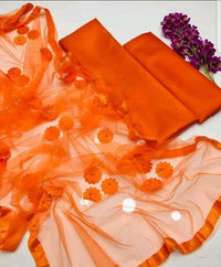 Premium 3-Piece Unstitched Katan Silk Suit with Net Dupatta | The Azure Serenity Ensemble