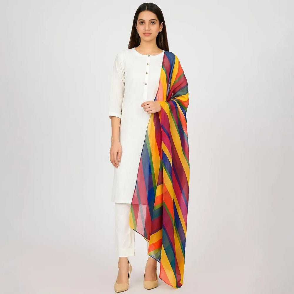 Premium 3-Piece Unstitched Katan Silk Suit with Printed Organza Dupatta