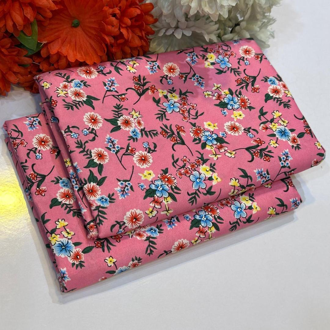 Premium 2-Piece Unstitched Printed Cotton Suit | The Blush Bloom Ensemble