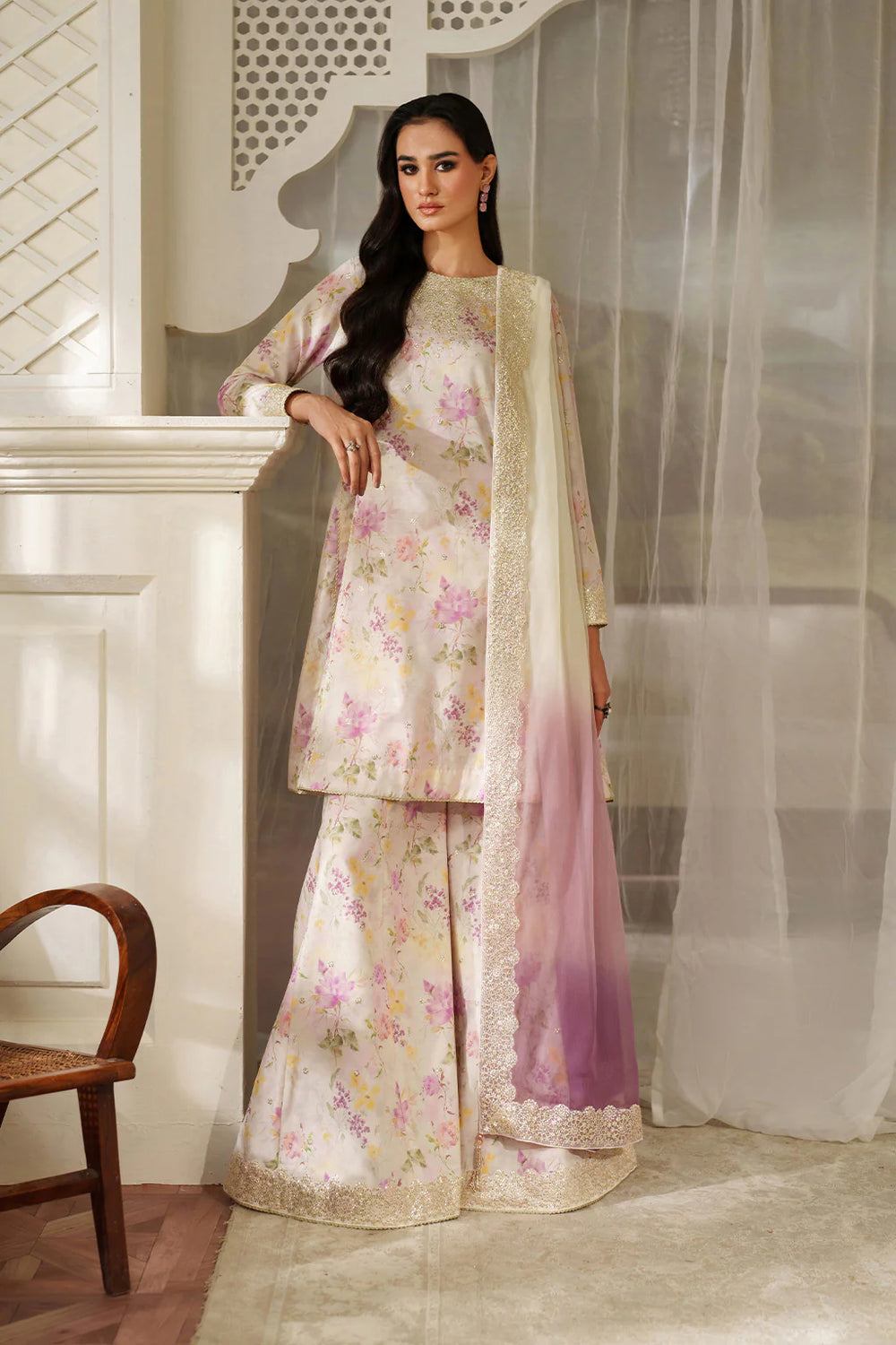 Luxury Heavy Embroidered Lawn Ensemble | Ready-to-Wear Chiffon Dupatta & Printed Suit