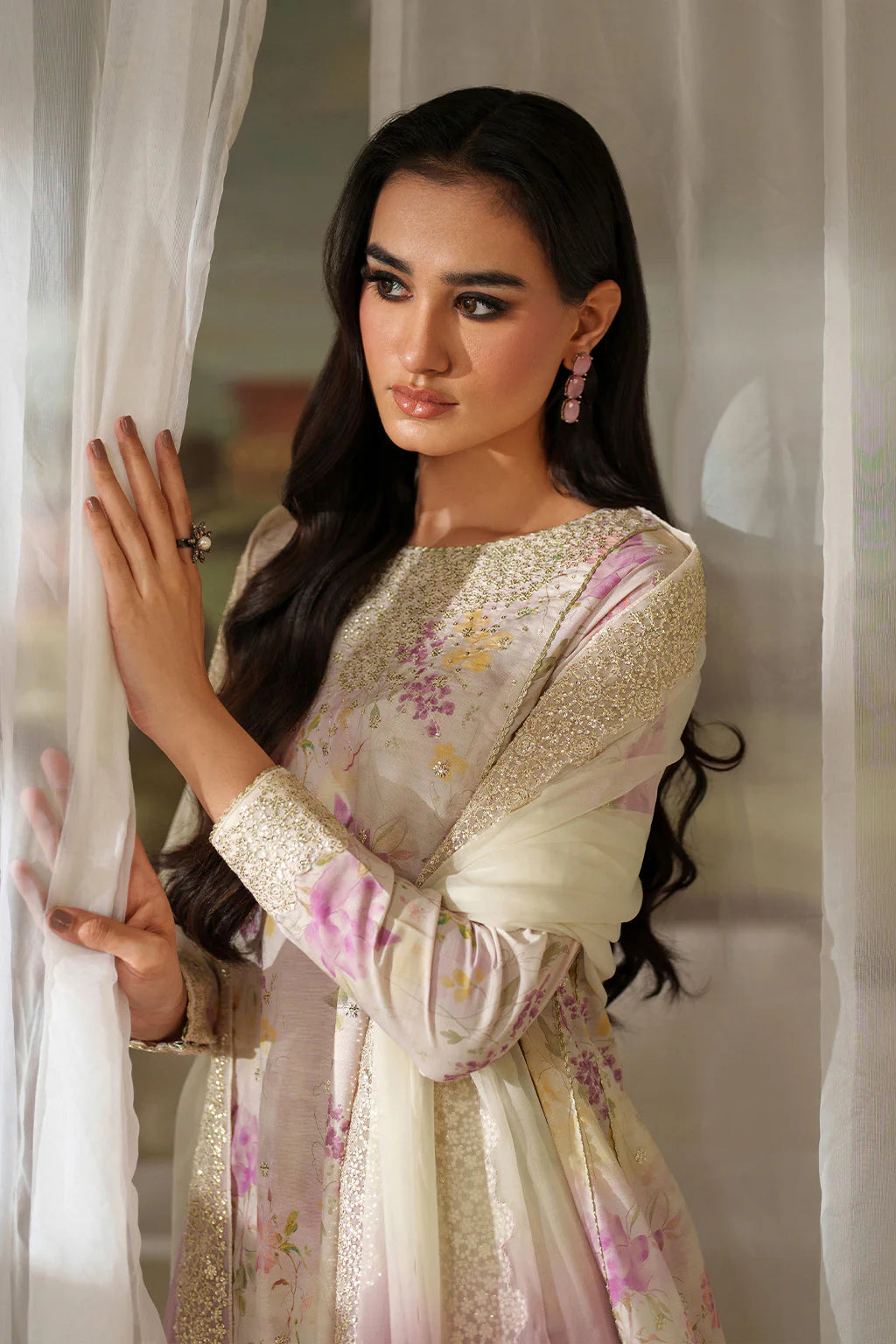 Luxury Heavy Embroidered Lawn Ensemble | Ready-to-Wear Chiffon Dupatta & Printed Suit