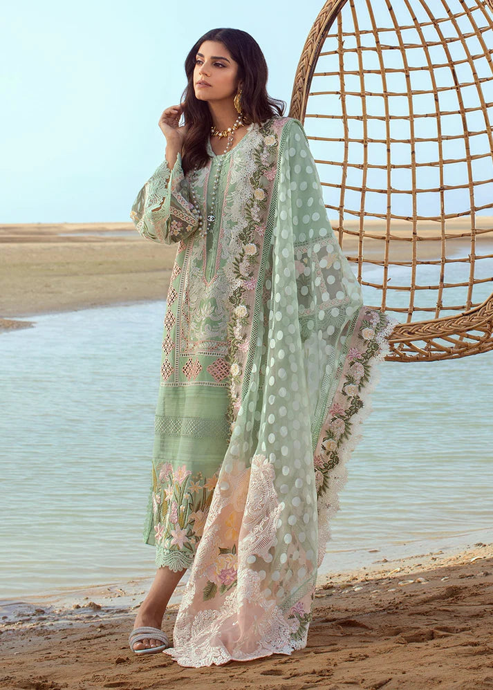 Heirloom Chikankari Cutwork Ensemble | Jacquard Dupatta with Attached Embroidered Pallus | Unstitched 3PC
