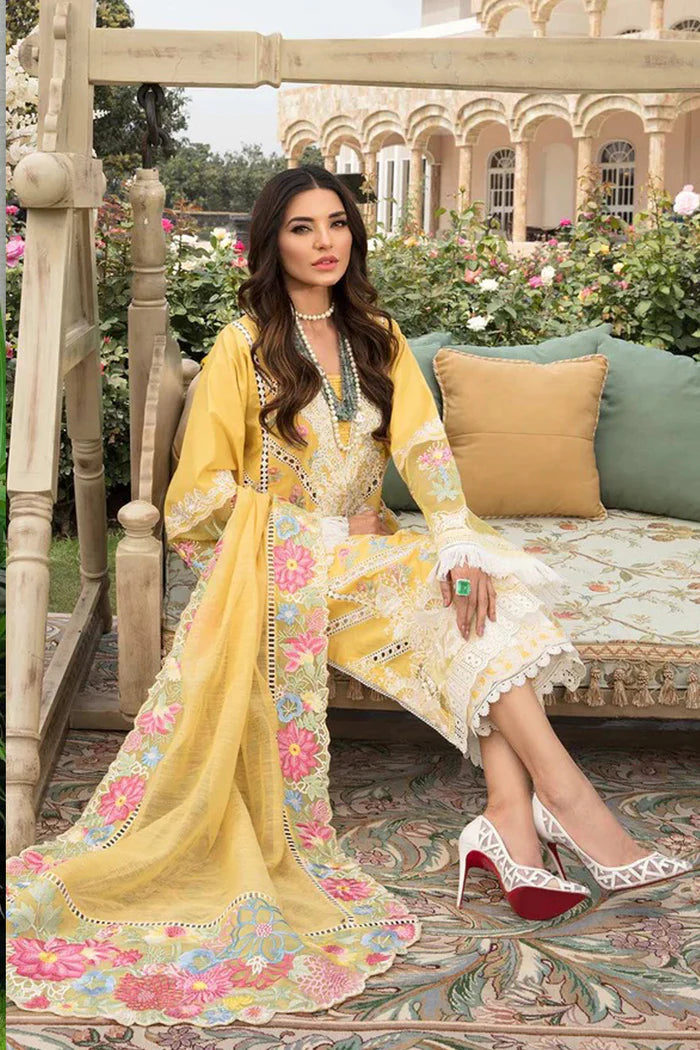 The Slub Net Regalia: Heavy Embroidered 3-PC Unstitched Lawn Suit with Dual-Pallu Dupatta