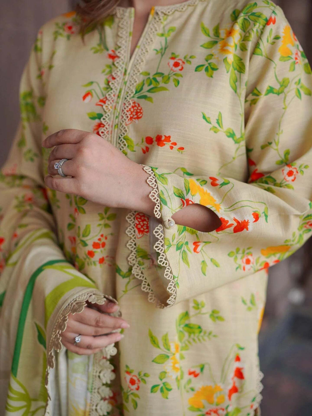 The Regal Heirloom Edition: Digital Lawn Ensemble with Heavy Embroidered Chiffon Dupatta