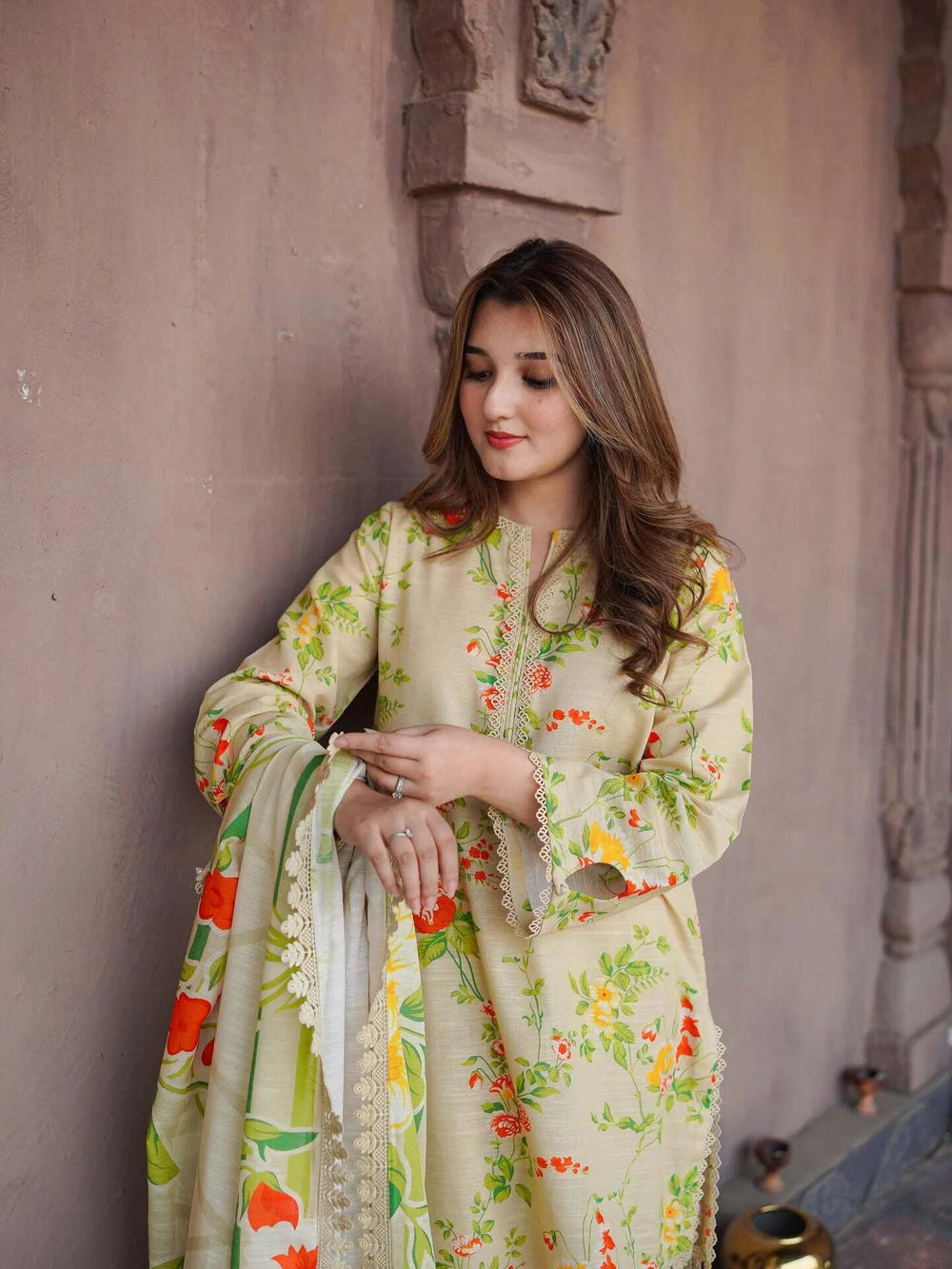 The Regal Heirloom Edition: Digital Lawn Ensemble with Heavy Embroidered Chiffon Dupatta