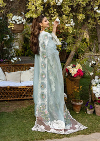 Artisanal Chikankari Cotton Ensemble | Organza Dupatta with Cutwork Lace & Attached Pallu | Unstitched 3PC