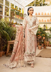 The Khaddi Net Grandeur: Heavy Chikankari Embroidered 3-PC Suit with Cutwork Attachments