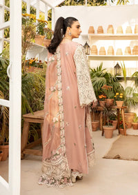 The Khaddi Net Grandeur: Heavy Chikankari Embroidered 3-PC Suit with Cutwork Attachments