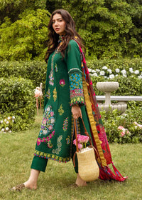 Forest Green Luxe Lawn 3PC | Bold Minimalist Embroidery with Silk Dupatta & Organza Borders