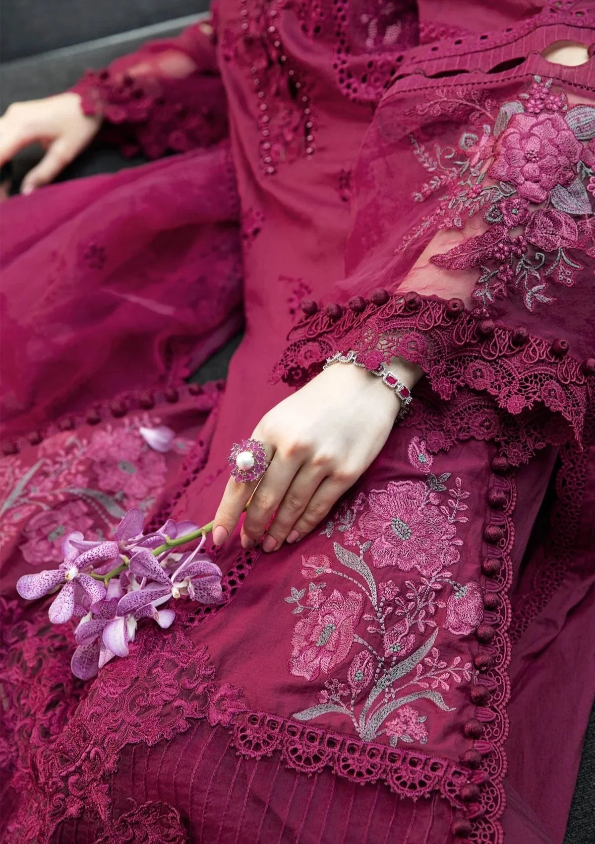 The Cutwork Chikankari Couture: Heavy Embroidered 3-PC Suit with Organza Dupatta