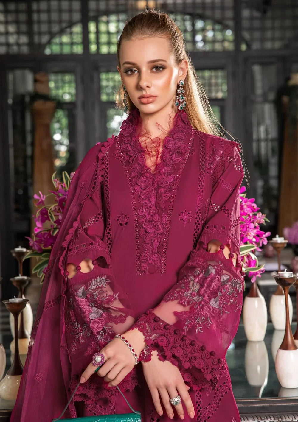 The Cutwork Chikankari Couture: Heavy Embroidered 3-PC Suit with Organza Dupatta