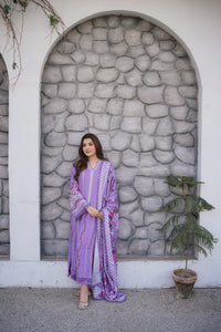 Luxury Chikankari Cotton Ensemble | Digital Printed Silk Dupatta with Croatia Lace | Unstitched 3PC