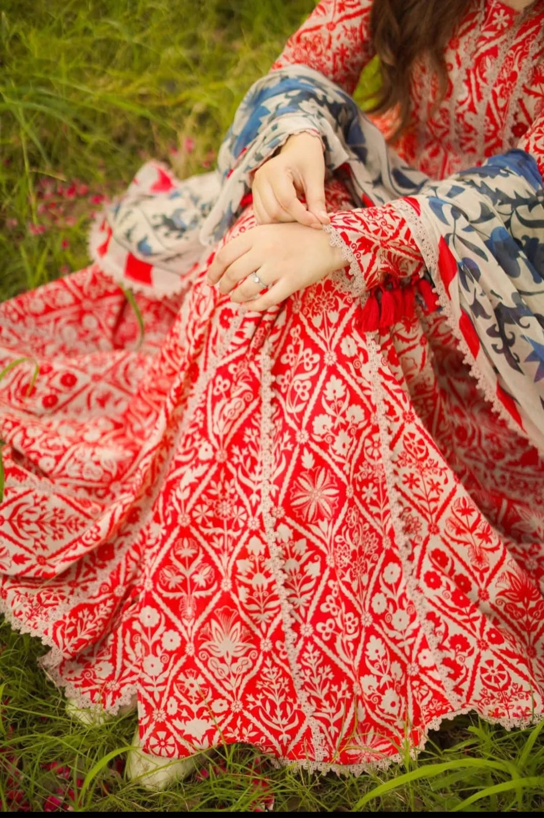 8 Yards of Artistry: Custom Embroidered Lawn Ensemble | Chiffon Dupatta with 4-Side Lace | Unstitched 3PC