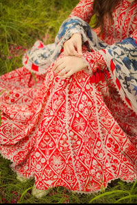 8 Yards of Artistry: Custom Embroidered Lawn Ensemble | Chiffon Dupatta with 4-Side Lace | Unstitched 3PC