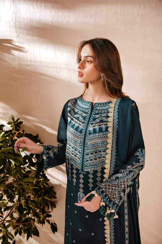 Signature Embroidered Lawn Unstitched 3PC | Delicate Daman Patch & Printed Monarch Voil Dupatta