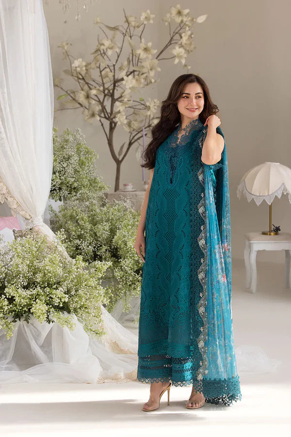 Artisanal Chikankari Cotton Suit | Pearl-Embellished Daman & Khaadi Net Dupatta
