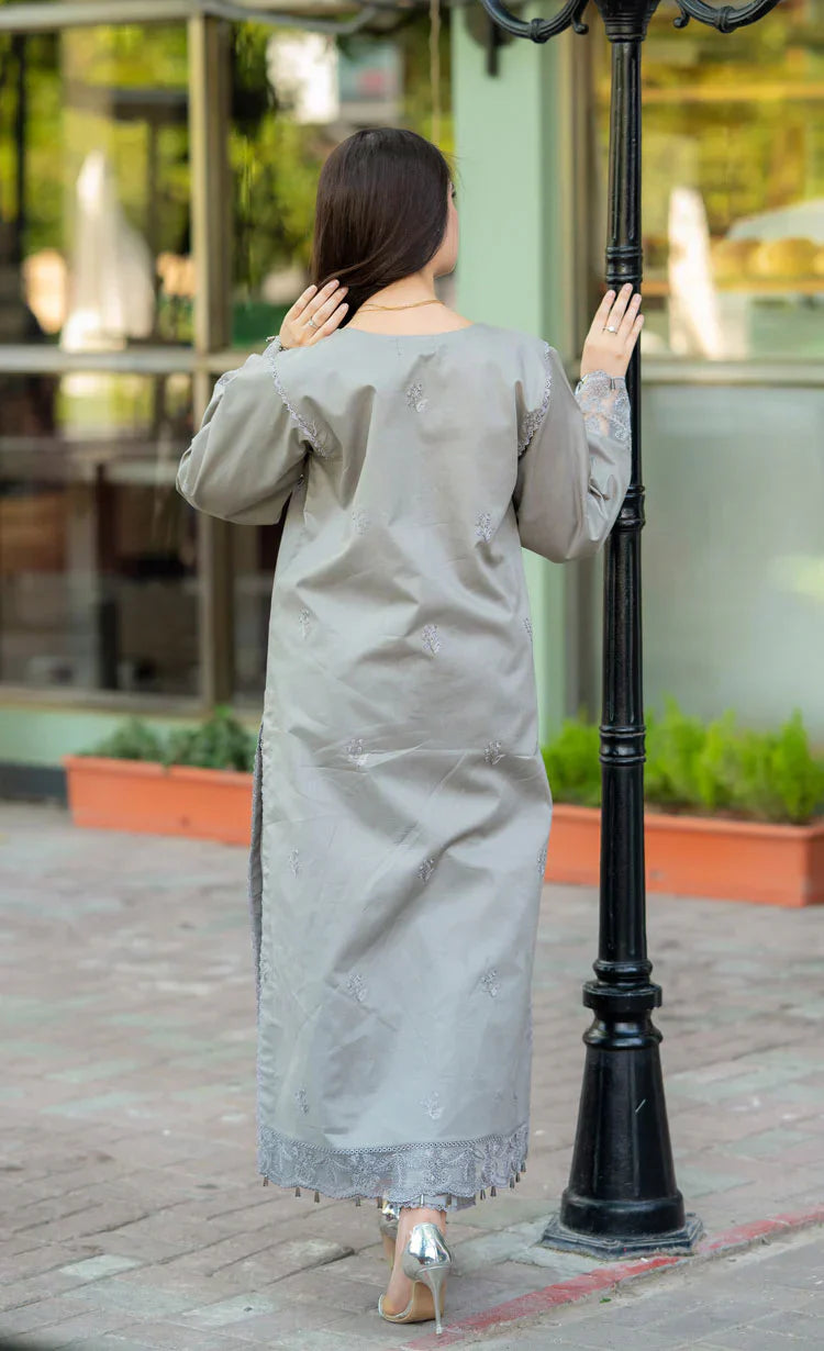 Heritage Pure Pima Lawn Ensemble | Heavy Embroidered Chiffon Dupatta & Festive Suit