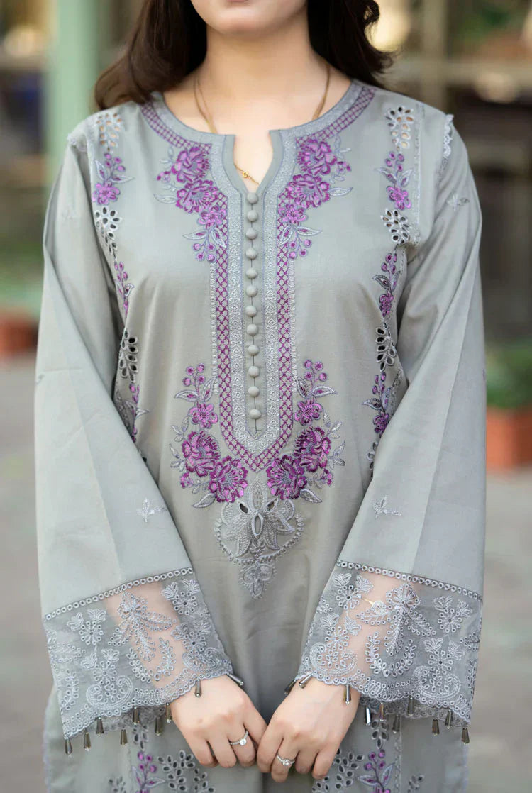 Heritage Pure Pima Lawn Ensemble | Heavy Embroidered Chiffon Dupatta & Festive Suit