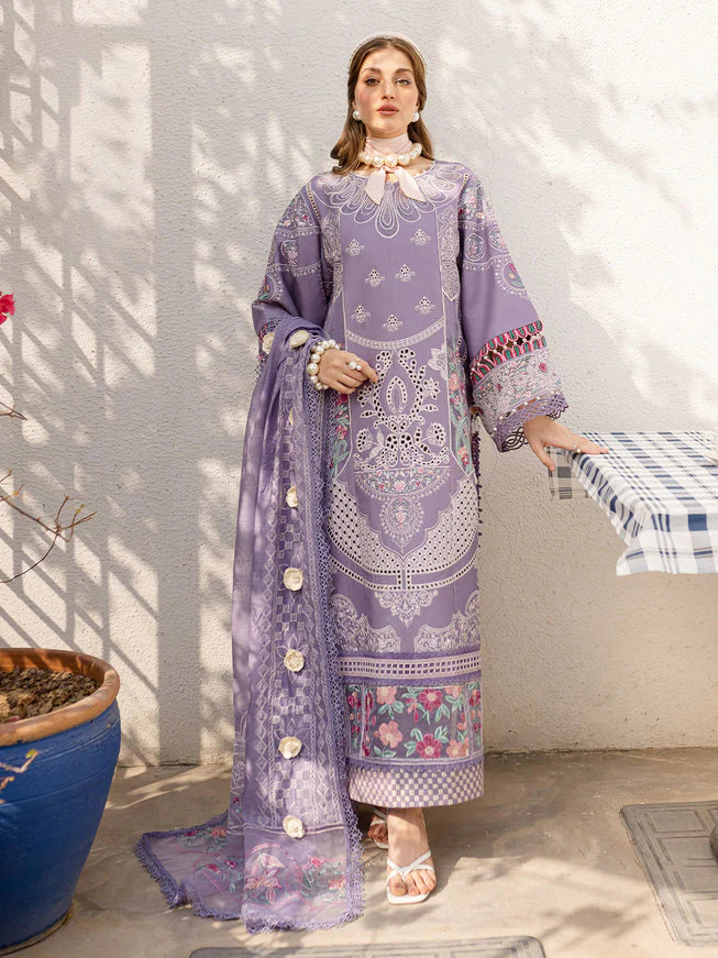 The Thread Boring Couture: Shiffle Embroidered 3-PC Cotton Suit with Organza Dupatta