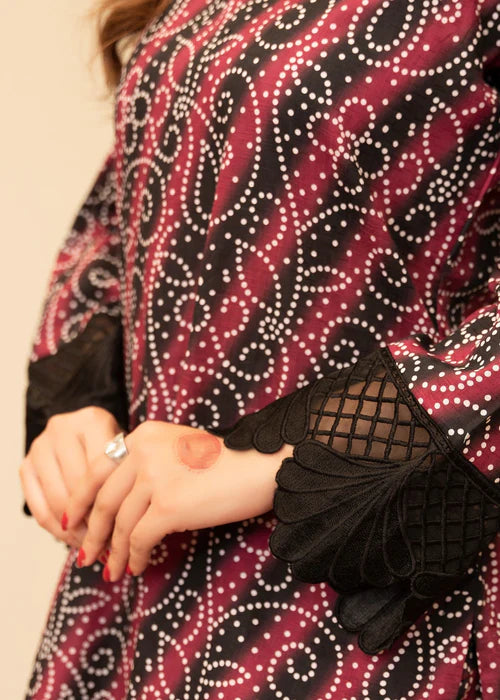 The Regal Adornment: Digital Lawn Suit with Heavy Embroidered Border & Patch-Embellished Chiffon Dupatta