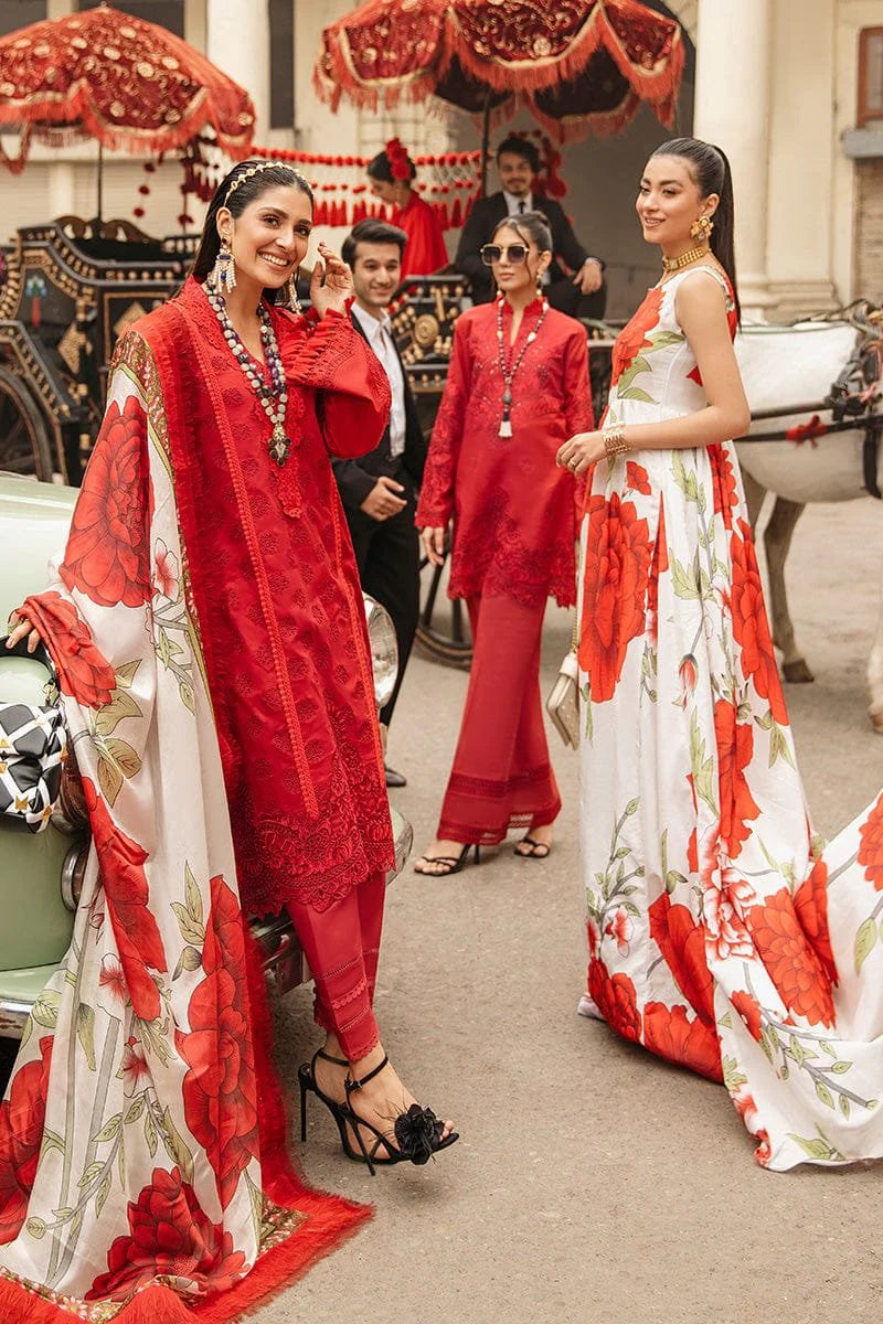 The Chikankari Heritage Ensemble: Embroidered 3-PC Lawn Suit with Silk Digital Printed Dupatta