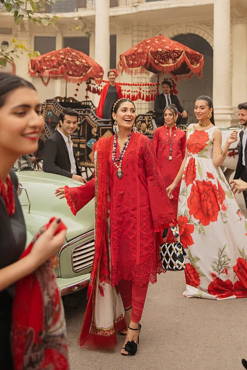 The Chikankari Heritage Ensemble: Embroidered 3-PC Lawn Suit with Silk Digital Printed Dupatta