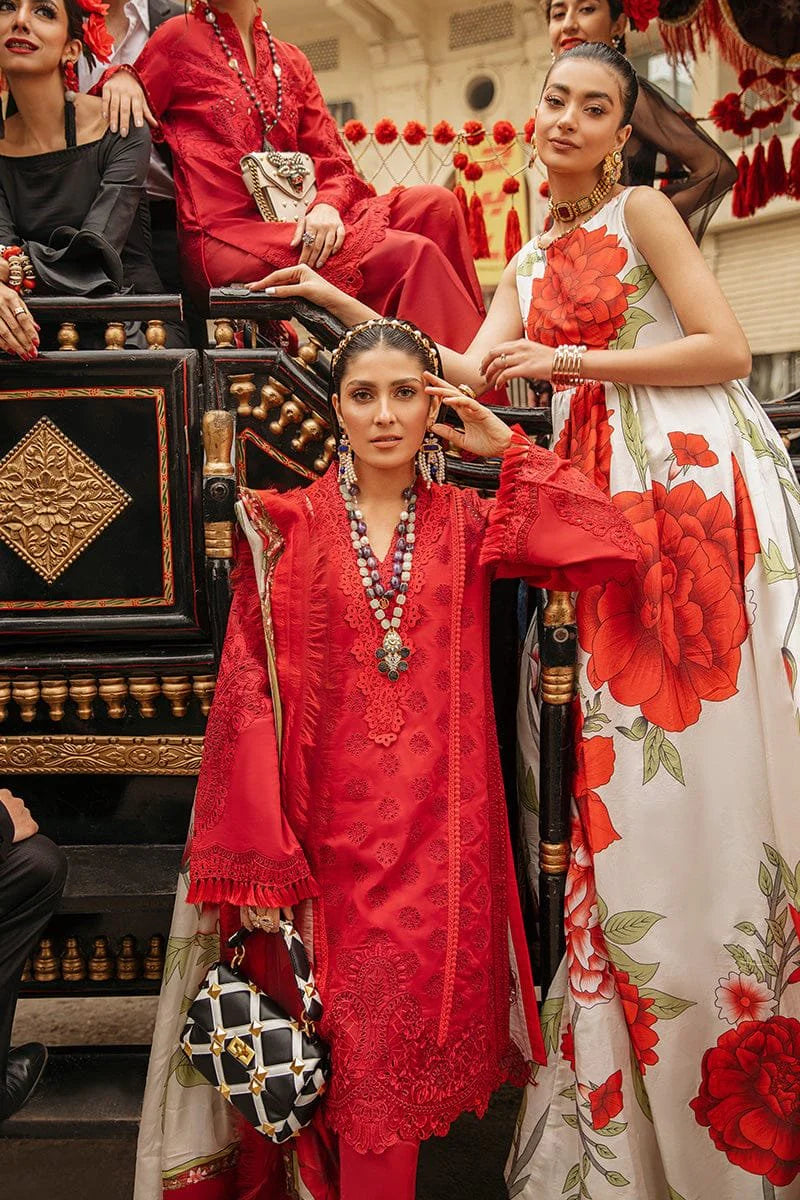 The Chikankari Heritage Ensemble: Embroidered 3-PC Lawn Suit with Silk Digital Printed Dupatta