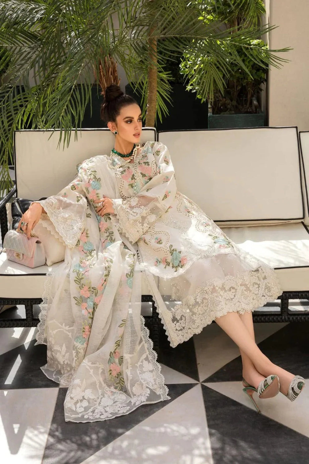 Opulent Scifflie & Multi-Thread Heavy Embroidered Lawn Ensemble | Sequin-Accented Organza Cutwork Dupatta | Complete Festive Luxe Set