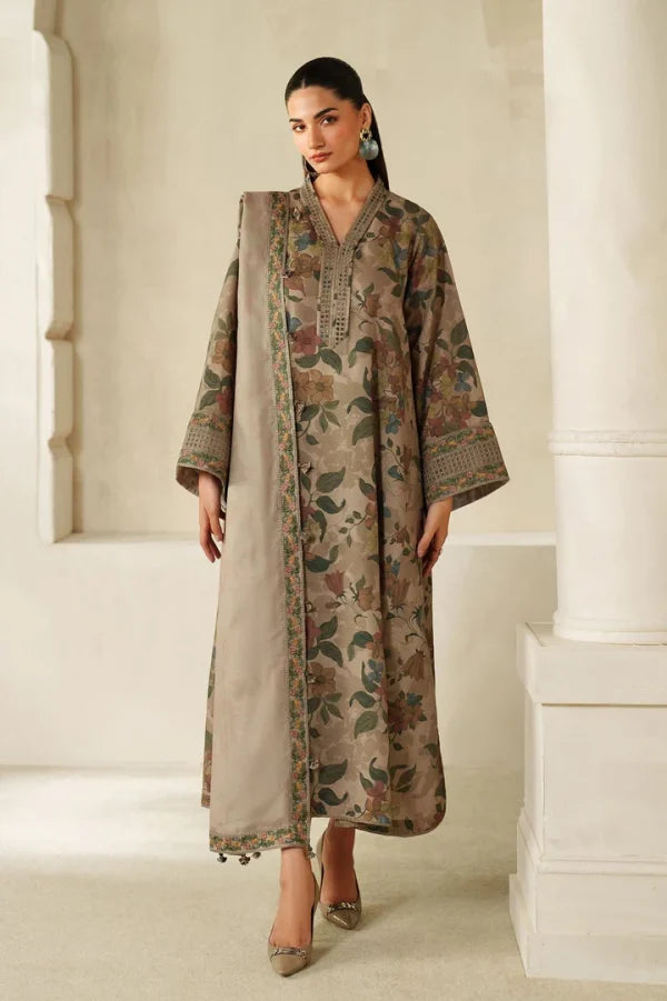 Designer Premium Lawn 2026 Unstitched 3-Piece | Digital Printed with Embroidered Neck, Cuff & Border + 4-Side Aplik Dupatta