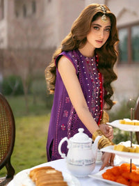 The Regal Chikankari Masterpiece: Heavy Embroidered 3-PC Lawn Suit with Net Dupatta