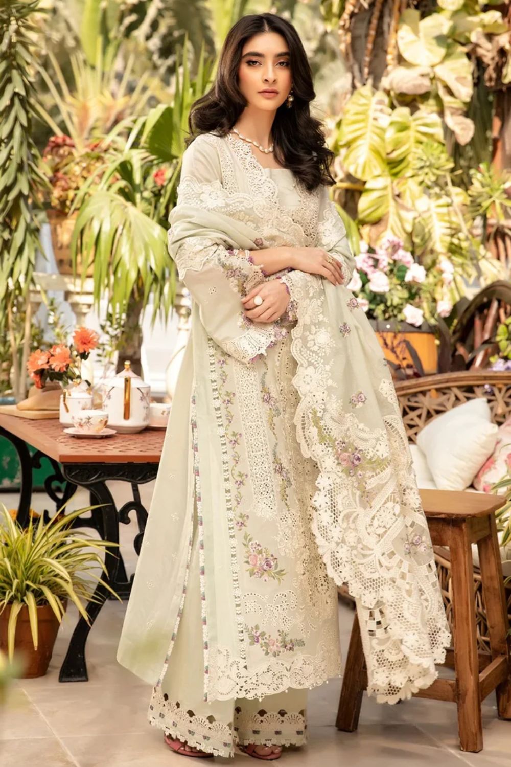 Luxury Chikankari Festive Collection 2026 | Fully Heavy Alternate Embroidered Cotton Suit with Organza Cutwork Dupatta
