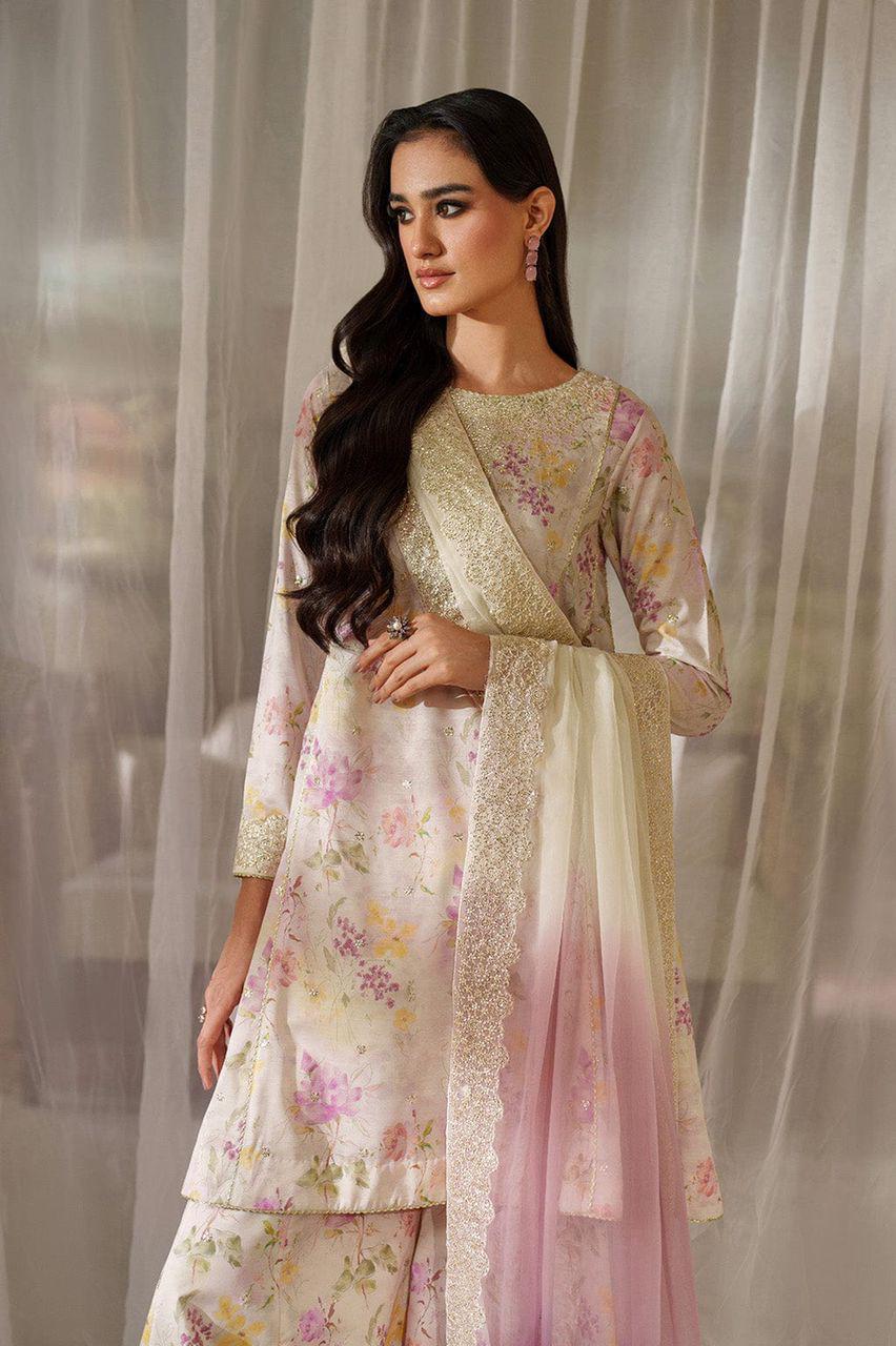Luxury Heavy Embroidered Lawn Ensemble | Ready-to-Wear Chiffon Dupatta & Printed Suit