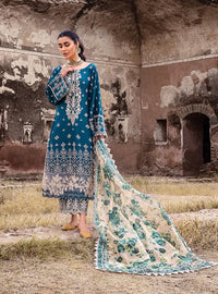 Opulent Chikankari Lawn Ensemble | Digital Printed Khaddi Net Dupatta with 4-Side Fancy Lace | Unstitched 3PC