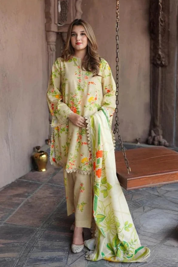 The Regal Heirloom Edition: Digital Lawn Ensemble with Heavy Embroidered Chiffon Dupatta