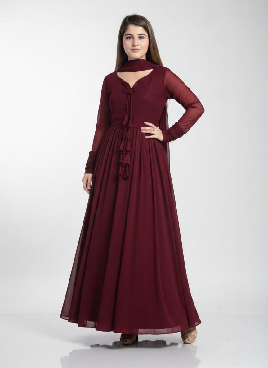 Ethereal 3-Piece Chiffon Maxi Set | Flowy Plain Suit with Dupatta | Everyday Luxury Ensemble