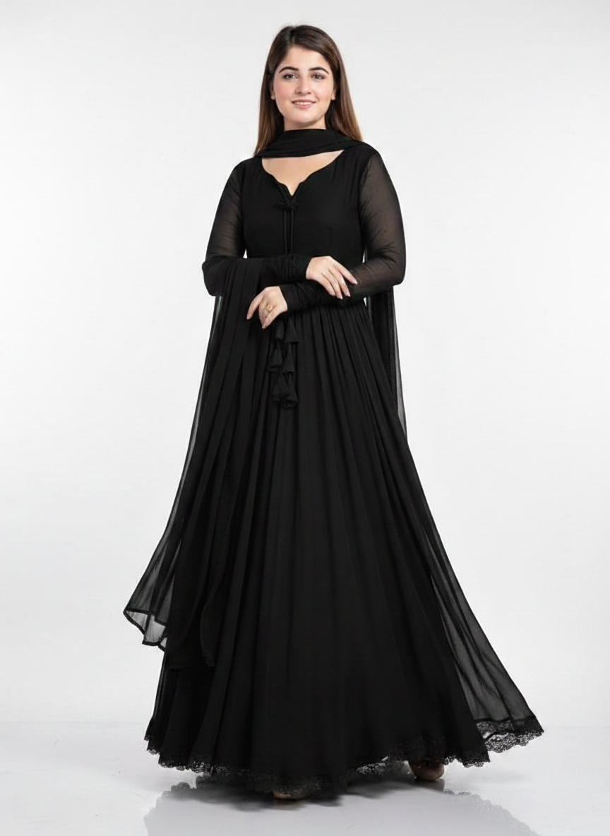 Ethereal 3-Piece Chiffon Maxi Set | Flowy Plain Suit with Dupatta | Everyday Luxury Ensemble