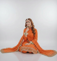 Sunshine Elegance Silk Embroidered 3-Piece Maxi Set | Festive Wear with Dupatta