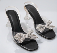 Lila Belle: Women's Premium Knot Heel Sandals | Transparent Clear Heels for Women | Luxury Rhinestone Dress Shoes