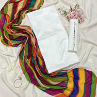 Premium 3-Piece Unstitched Katan Silk Suit with Printed Organza Dupatta