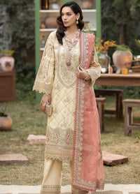 The Stellar Sequin Ensemble: Heavy Embroidered 3-PC Lawn & Khaddi Net Suit with Chikankari