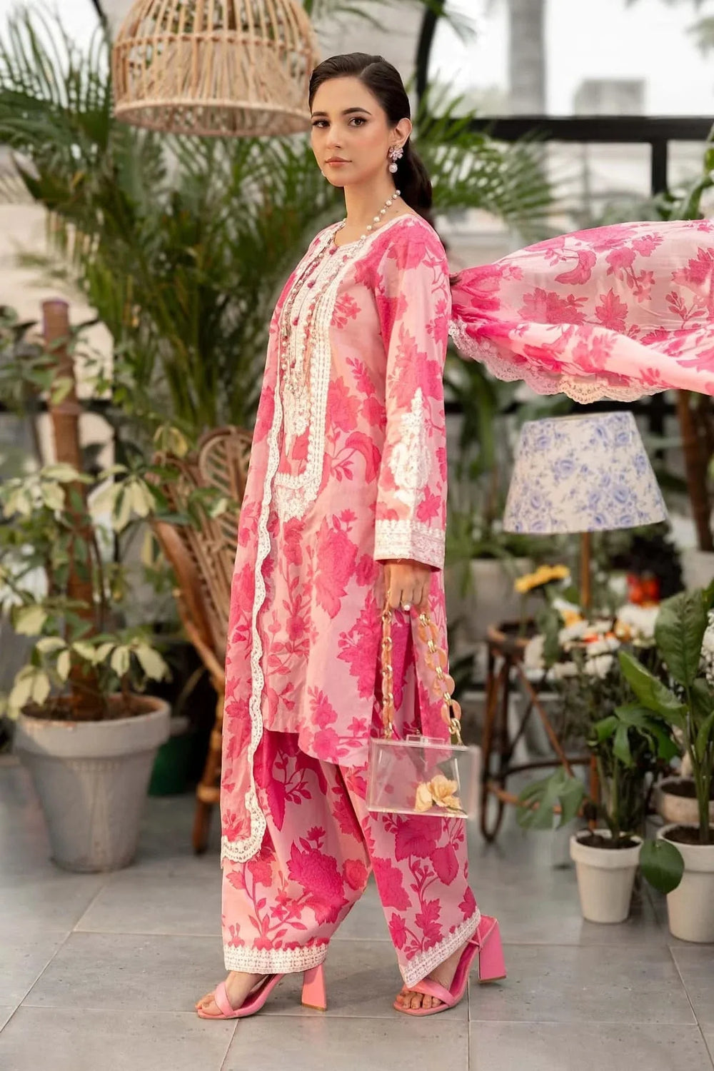 The Ethereal Luminary Ensemble: Digital Printed Lawn Suit with Embroidered Chiffon Dupatta