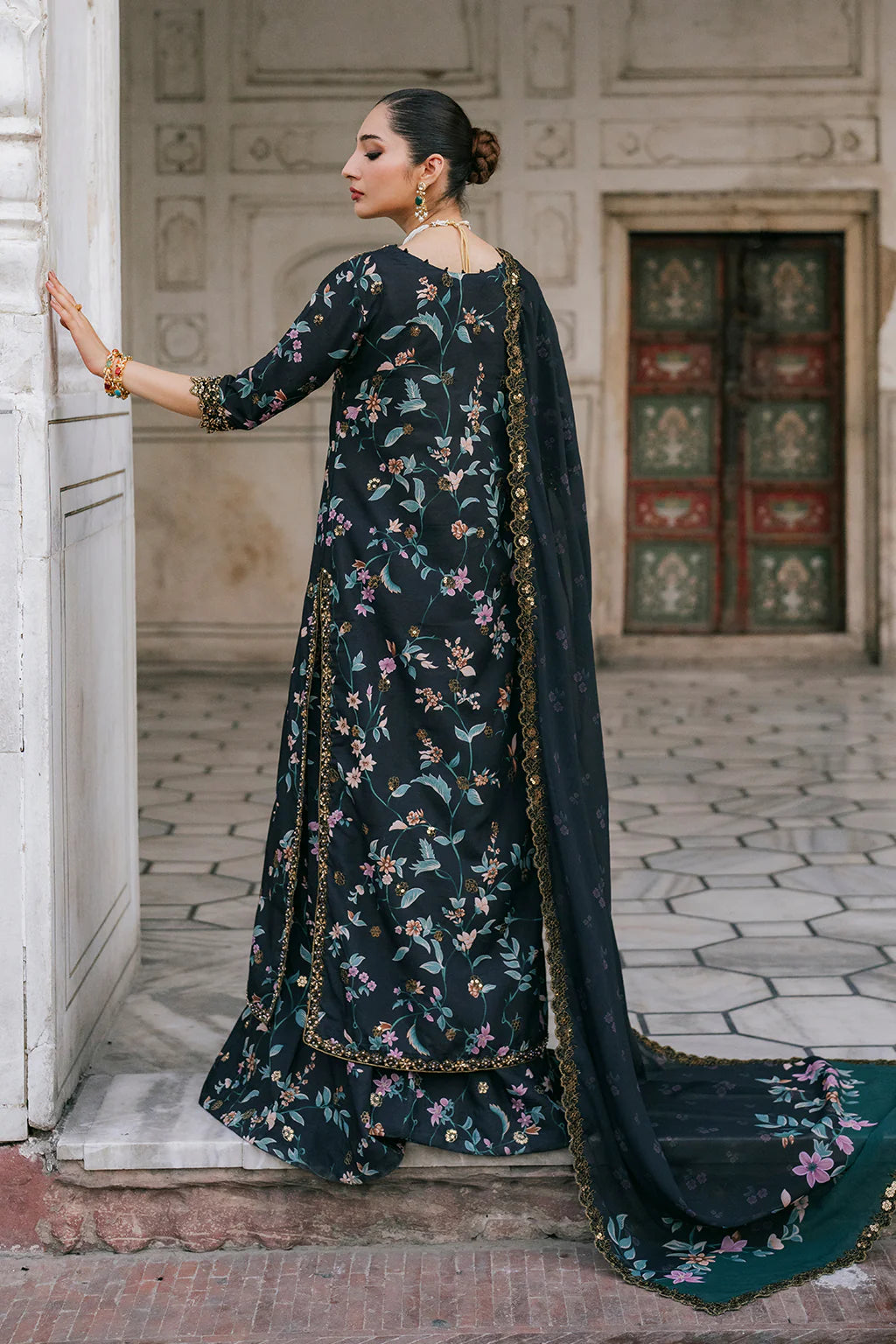 Master Quality Digital Printed Lawn Ensemble | Silk Dupatta with 4-Side Aplik Work | Unstitched 3PC