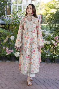 Premium Lawn Ensemble | 4-Side Aplik Chiffon Dupatta with Embroidered Bunches | Unstitched 3PC