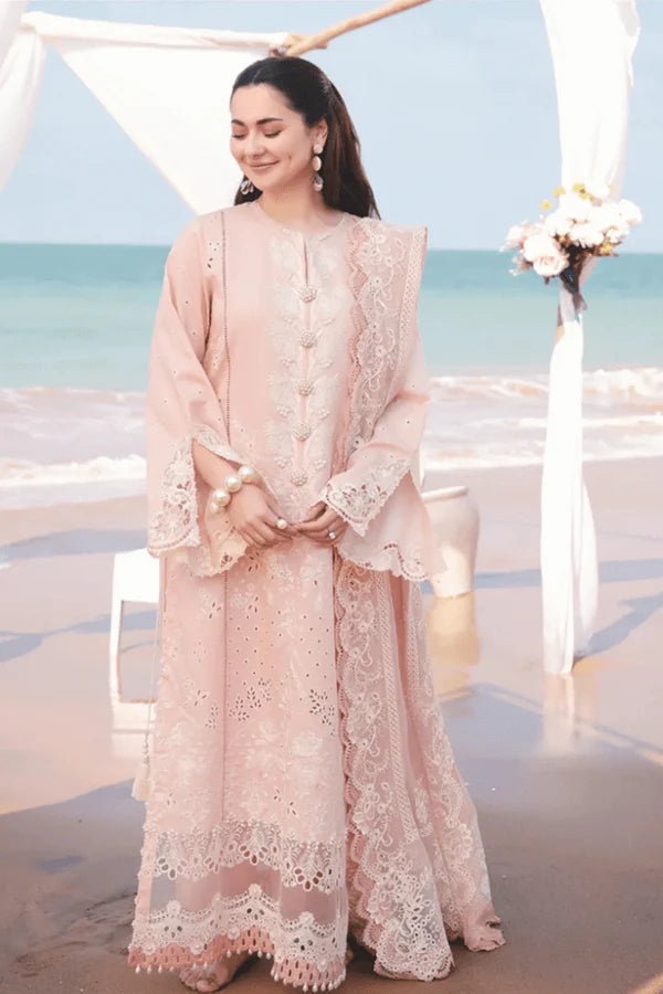 Ethereal Chikankari Lawn & Organza Ensemble | Cutwork Accents & 4-Side Lace Dupatta | Unstitched 3PC